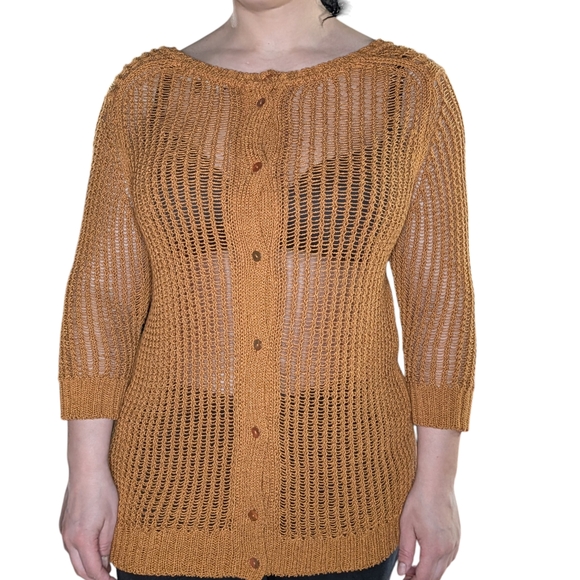 Sweaters - 2/22$ Women's Open-Knit Sweater - Tan